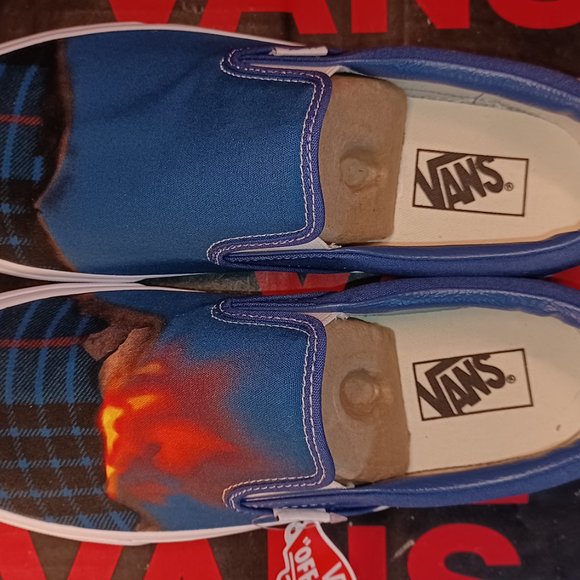 Vans Men's 4.5/Women's 6 Slip On Big Reveal Navy Plaid Fire Canvas-VN000XG81P4 - Picture 9 of 12